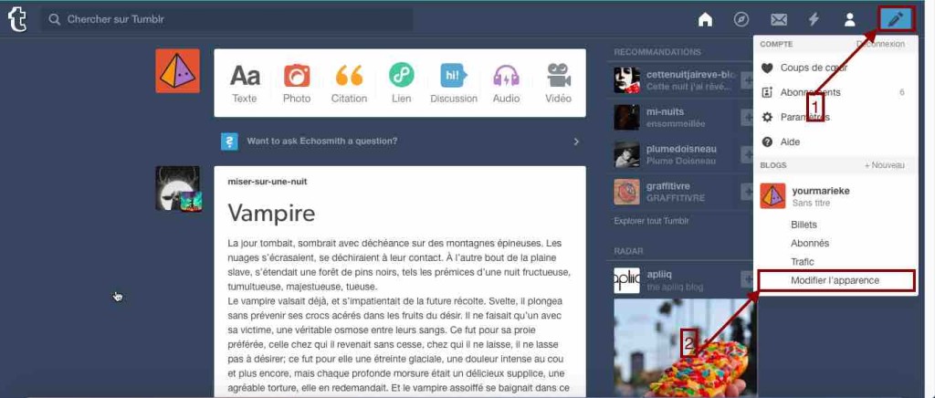 Le menu Profil
